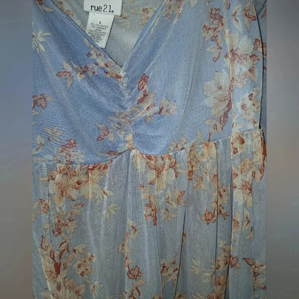 Rue 21 blue sheer fairycore pheasant sleeve top size S (juniors) Y2K cottagecore